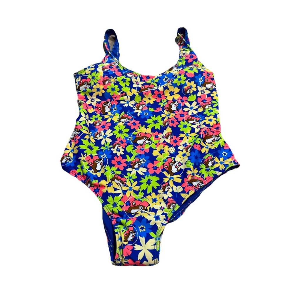 Buc-ee's (Bucees) Logo Tropical Floral Piece Bathing Swimsuit Sz XS X-Small New‎